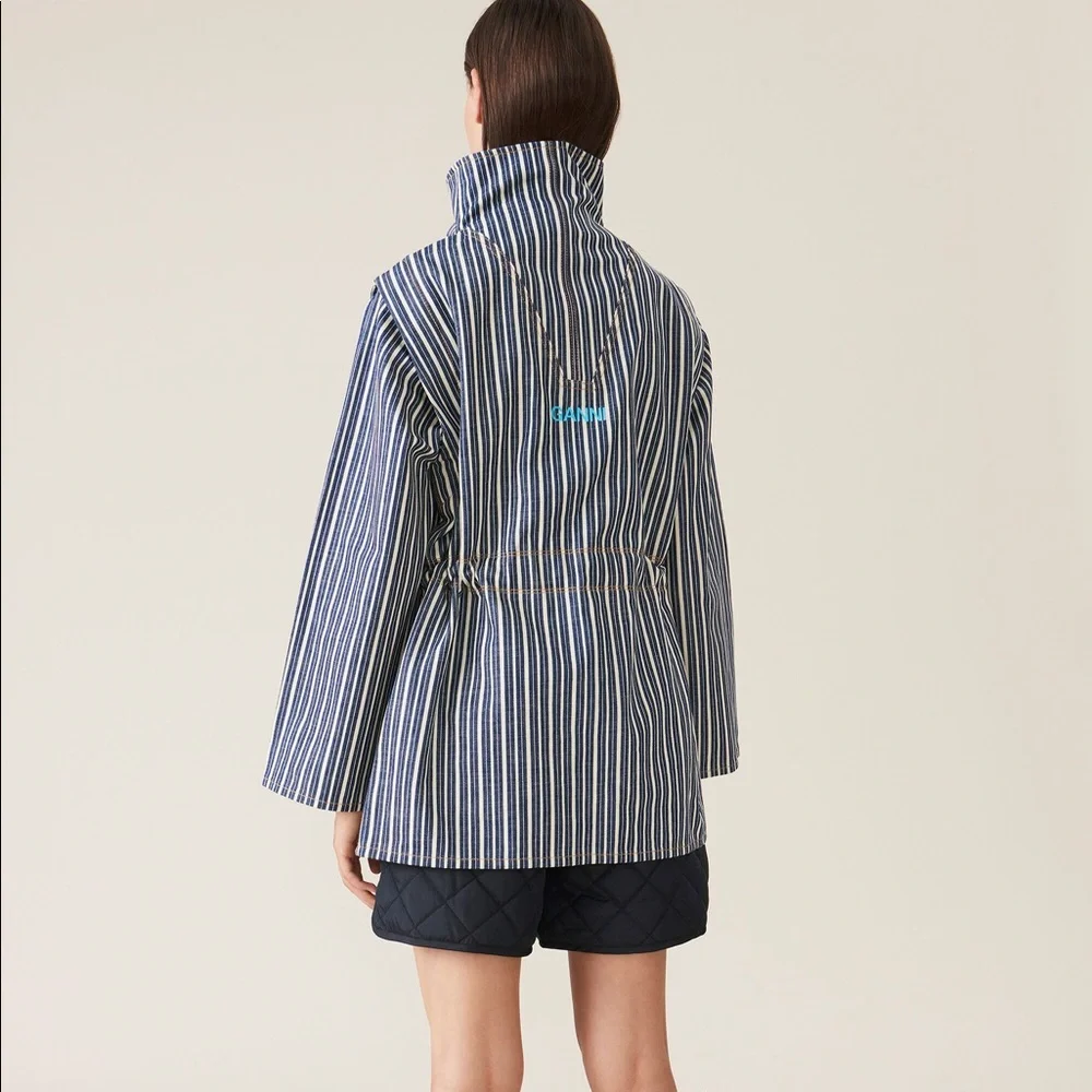 NWT Ganni Mixed Stripe Organic Cotton Denim Jacket - Picture 3 of 8